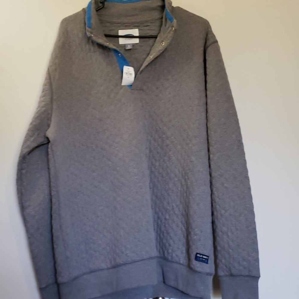 Old Navy quilted pullover sweater grey new